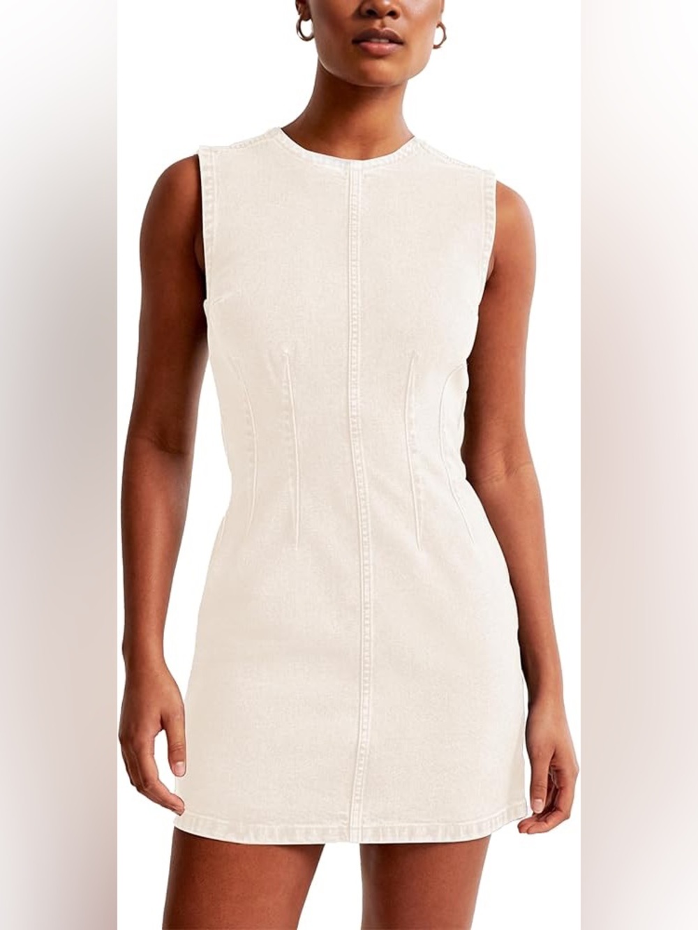 Moshu Ivory Denim Mini Dress
